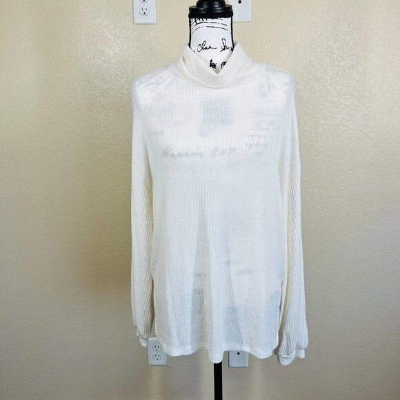 Sanctuary white top women tunic ribbed cowl neck long sleeve Size M softgirl - Picture 8 of 12
